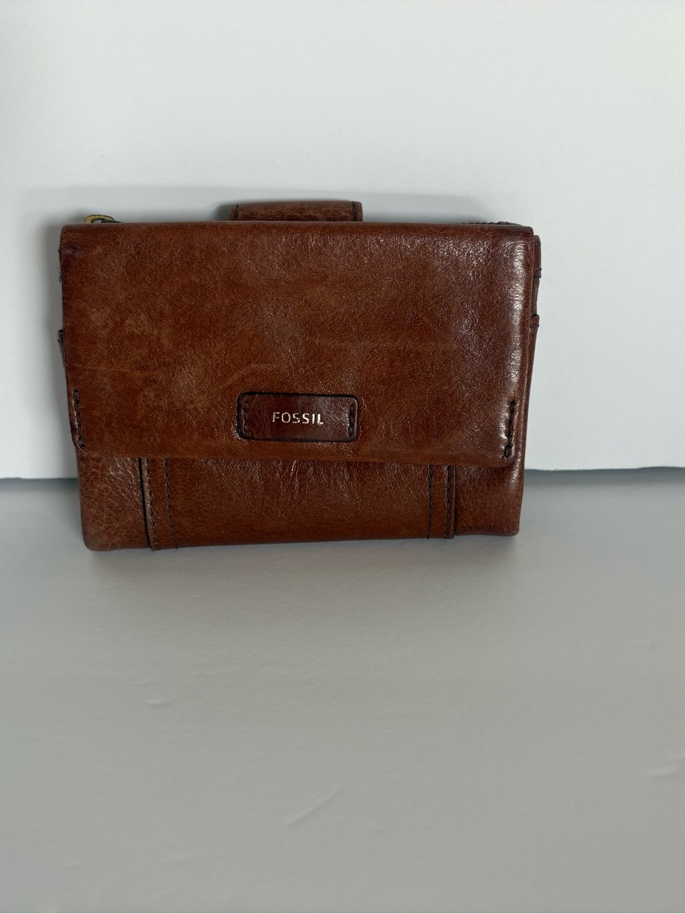 Fossil Brown Leather Trifold Wallet
